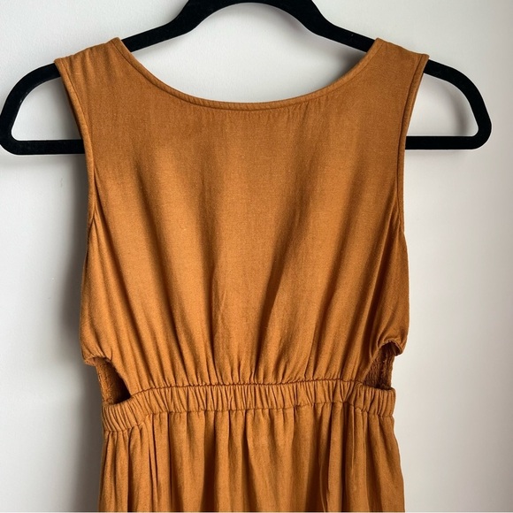 Sincerely Jules Linen Blend Burnt Orange Cut Out Sundress - Small - Picture 2 of 15